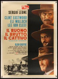 3j242 GOOD, THE BAD & THE UGLY linen Italian 1p '66 Clint Eastwood, Van Cleef, Eli Wallach, Leone