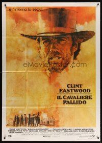 3j416 PALE RIDER Italian 1p '85 great artwork of cowboy Clint Eastwood by C. Michael Dudash!