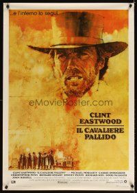 3j417 PALE RIDER Italian 1sh '85 great artwork of cowboy Clint Eastwood by C. Michael Dudash!