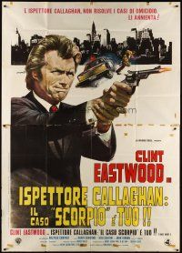 3j290 DIRTY HARRY Italian 2p '72 art of Clint Eastwood pointing gun by P. Franco, Don Siegel