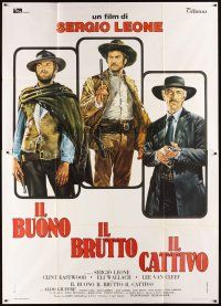 3j261 GOOD, THE BAD & THE UGLY Italian 2p R70s Clint Eastwood, Lee Van Cleef, cool Casaro art!