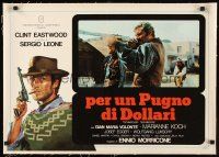3j192 FISTFUL OF DOLLARS linen Italian photobusta R76 Sergio Leone, c/u of bad guy pointing rifle!