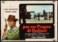 3j191 FISTFUL OF DOLLARS linen Italian photobusta R76 Clint Eastwood facing down five men with guns
