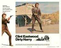 3j284 DIRTY HARRY int'l LC #6 '71 great image of Clint Eastwood w/gun at movie climax!