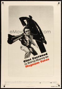 3j319 MAGNUM FORCE linen domestic 1sh '73 Clint Eastwood is Dirty Harry pointing his huge gun!