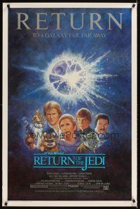 3j156 RETURN OF THE JEDI 1sh R85 George Lucas classic, different montage art by Tom Jung!