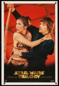 3j163 STAR WARS TRILOGY video special 18x27 '97 cool image of Mark Hamill & Carrie Fisher!