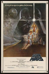 3j016 STAR WARS fourth printing style A 1sh '77 George Lucas classic sci-fi epic, art by Tom Jung!