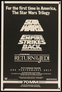 3j161 STAR WARS TRILOGY BOOTLEG 1sh '85 one-time showing, PBS benefit at Carnegie Theatre!