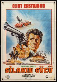 3j342 MAGNUM FORCE Turkish '73 different art of Clint Eastwood pointing his huge gun by Omer Muz!
