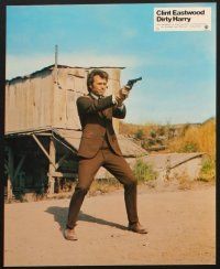 3j302 DIRTY HARRY 17 German LCs '71 great c/u of Clint Eastwood pointing gun, Siegel crime classic!