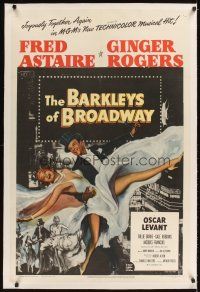 3k261 BARKLEYS OF BROADWAY linen 1sh '49 art of Fred Astaire & Ginger Rogers dancing in New York!