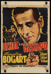 3k123 ALL THROUGH THE NIGHT linen Belgian R50s fantastic Wik c/u art of Humphrey Bogart holding gun!