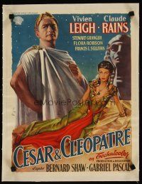 3k128 CAESAR & CLEOPATRA linen Belgian '46 sexy Egyptian Vivien Leigh, Claude Rains, different art!