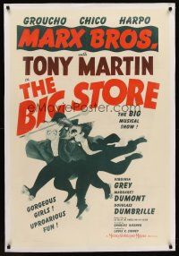 3k266 BIG STORE linen 1sh R50s Hirschfeld art of the three Marx Brothers, Groucho, Harpo & Chico!