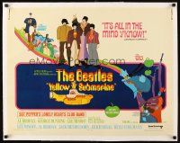 3k245 YELLOW SUBMARINE linen 1/2sh '68 wonderful psychedelic art of Beatles John,Paul,Ringo & George