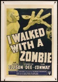 3k360 I WALKED WITH A ZOMBIE linen 1sh R52 classic Val Lewton & Jacques Tourneur voodoo horror!