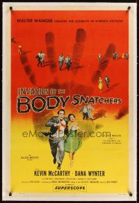 3k366 INVASION OF THE BODY SNATCHERS linen 1sh '56 classic horror, the ultimate in science-fiction!