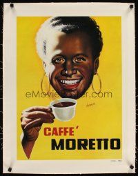 3k201 CAFFE MORETTO linen 20x26 Italian advertising poster '50s coffee art by Gino Boccasile!
