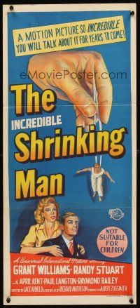 3m347 INCREDIBLE SHRINKING MAN Aust daybill '57 different stone litho art, classic sci-fi!