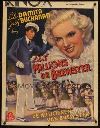 3m299 BREWSTER'S MILLIONS pre-war Belgian '35 wonderful art of Lili Damita & Jack Buchanan!