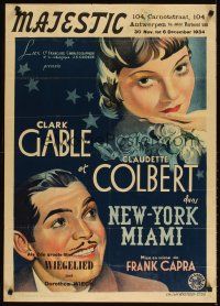 3m303 IT HAPPENED ONE NIGHT pre-war Belgian '34 stone litho art of Clark Gable & Claudette Colbert!