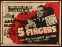 3m170 5 FINGERS British quad '52 cool image of James Mason, true story of the most fabulous spy!