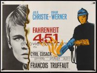 3m175 FAHRENHEIT 451 British quad '67 Francois Truffaut, Julie Christie, Oskar Werner, Bradbury!