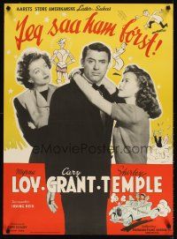 3m227 BACHELOR & THE BOBBY-SOXER Danish '48 Cary Grant dates Shirley Temple & sexy Myrna Loy!