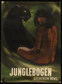 3m234 JUNGLE BOOK Danish '46 best art of Mowgli & Bagheera the panther by Aage Sikker-Hansen!