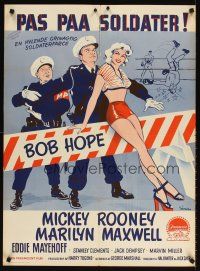 3m240 OFF LIMITS Danish '53 art of Bob Hope, Mickey Rooney & sexy Marilyn Maxwell by Wenzel!
