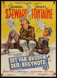 3m251 YOU GOTTA STAY HAPPY Danish '49 Jimmy Stewart, Joan Fontaine and chimp, Lundvald art!