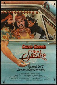3m341 UP IN SMOKE English 1sh '78 marijuana drug classic, art of Cheech & Chong pulled over!