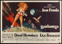 3m353 BARBARELLA German 33x47 '68 sexiest sci-fi art of Jane Fonda by Robert McGinnis, Vadim!