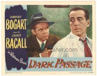 3m468 DARK PASSAGE LC #3 '47 close up of Humphrey Bogart held at gunpoint by Clifton Young!
