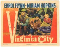 3m606 VIRGINIA CITY LC R44 c/u of Miriam Hopkins behind Errol Flynn & Randolph Scott with rifles!