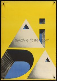 3m221 AIDA stage play Polish 27x38 '66 really cool Roman Cieslewicz abstract art of title!