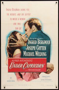 3m107 UNDER CAPRICORN 1sh '49 Alfred Hitchcock, romantic art of Ingrid Bergman & Joseph Cotten!