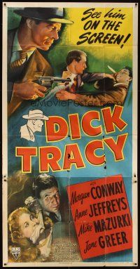 3p148 DICK TRACY 3sh '45 art of Morgan Conway as Chester Gould's classic detective, rare!