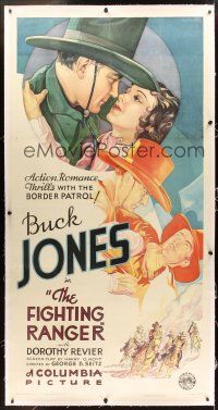 3p226 FIGHTING RANGER linen 3sh '34 wonderful art of cowboy Buck Jones romancing Dorothy Revier!
