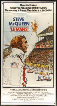 3p152 LE MANS 3sh '71 best Tom Jung art of race car driver Steve McQueen waving at fans!
