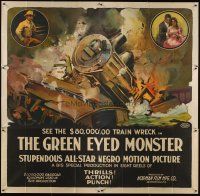 3p137 GREEN EYED MONSTER 6sh '19 stupendous all-star Negro motion picture, stone litho train art!