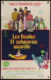 3p202 YELLOW SUBMARINE Argentinean '68 psychedelic art of The Beatles John, Paul, Ringo & George!