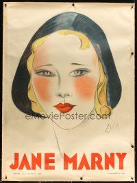 3p249 JANE MARNY linen French 1p '30 great portrait artwork of the actress by Jean Don!