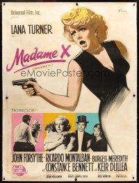 3p250 MADAME X linen French 1p '66 different art of sexy Lana Turner with gun by Boris Grinsson!