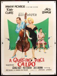 3p268 SOME LIKE IT HOT linen Italian 1p R70s Olivetti art of sexy Marilyn Monroe, Curtis & Lemmon!