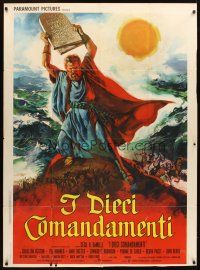 3p188 TEN COMMANDMENTS Italian 1p R70s Cecil B. DeMille classic, art of Charlton Heston w/tablets!