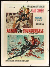3p269 THUNDERBALL linen Italian 1p R71 McGinnis art of Sean Connery as secret agent James Bond 007!
