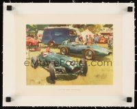 3p127 LOTUS & VANWALL linen 9x11 art print '58 cool art of Formula One race cars by Wootton!