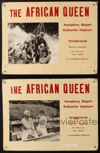3p118 AFRICAN QUEEN 4 Swiss LCs '70s close up of Humphrey Bogart & Katharine Hepburn!